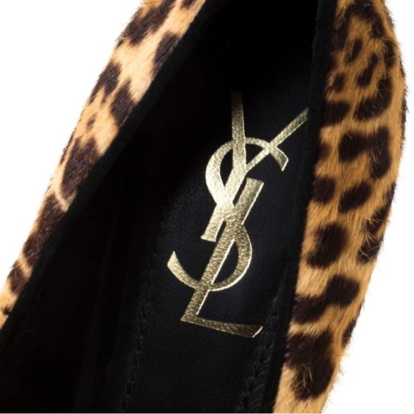 YSL Brown Leopard Print Calf Hair Tribtoo Platform Pumps Size 37 - Picture 5 of 6